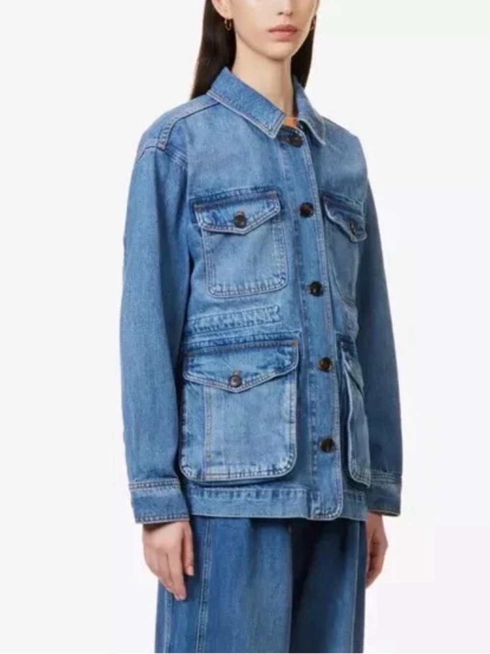 NWOT ME+EM Women’s Denim Cargo Jacket Size US 6